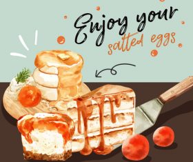 Enjoy your pastry watercolor illustrations poster vector