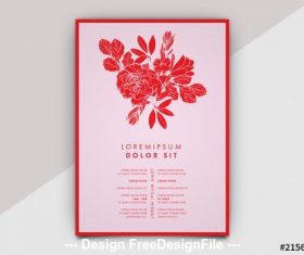 Event flyer layout with floral imagery vector