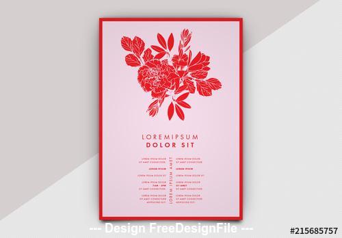 Event flyer layout with floral imagery vector