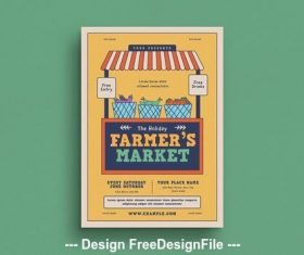 Farmers market event graphic flyer vector
