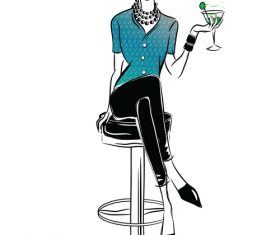Fashion girl in bar vector