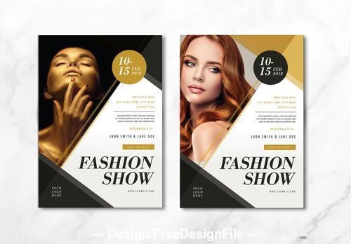 Fashion show flyer gold vector