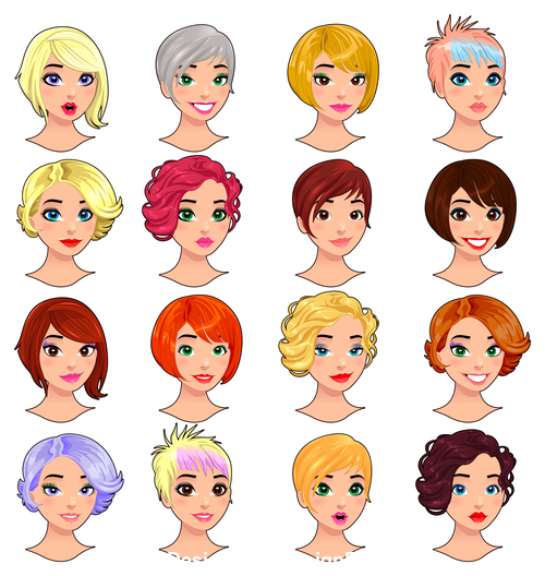 Fashion woman hairstyle vector free download