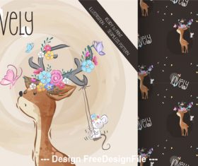 Fawn background cartoon decorative pattern vector