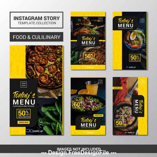 Featured food presentation pictures templates vector