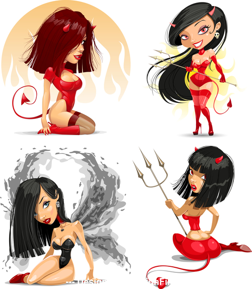 Female devil cartoon vector