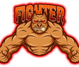 Fighter esport logo vector
