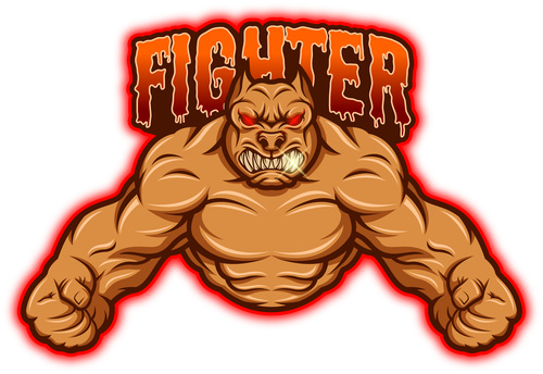 Fighter esport logo vector