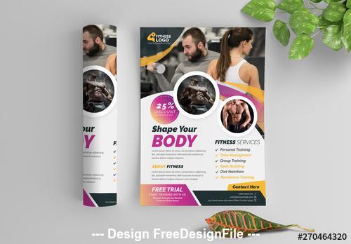 Fitness flyer layout vector
