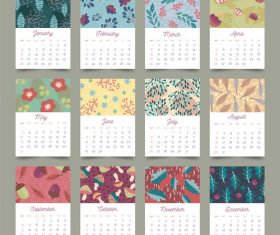 Floral 2020 calendar template vector