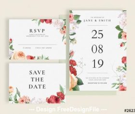 Floral wedding invitation cards vector