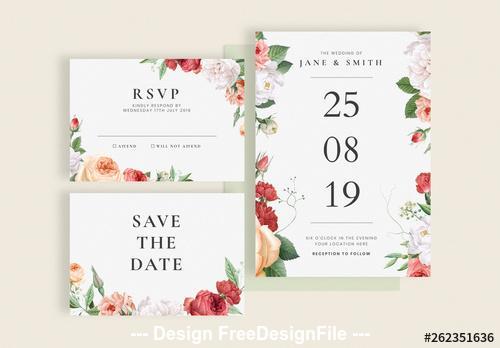 Floral wedding invitation cards vector