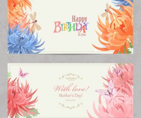 Flower background birthday card vector