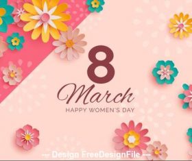 Flower decoration background women's day greeting card vector