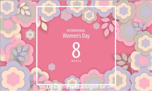 Flowers background woman day greeting card vector