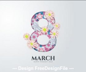 Flowers composition on white background Womens day greeting card vector