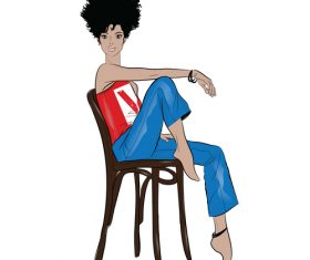 Fluffy hairstyle woman vector