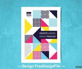 Flyer layout with colorful geometric elements vector