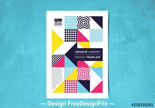 Flyer layout with colorful geometric elements vector