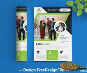 Flyer layout with green elements vector