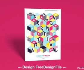 Flyer layout with isometric cubes vector