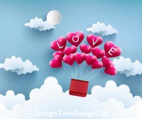 Flying love balloon vector