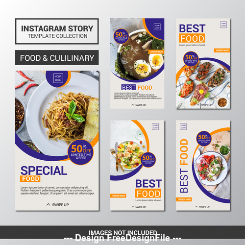 Food collection design templates vector