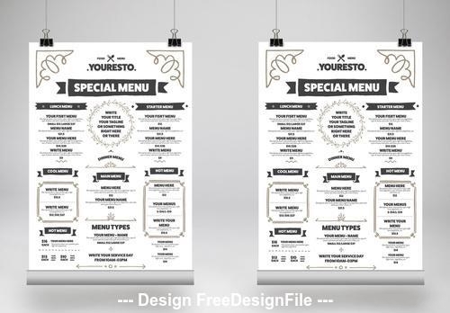 Food menu poster with illustrative elements vector