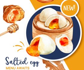 Fresh pastry watercolors illustrations poster vector