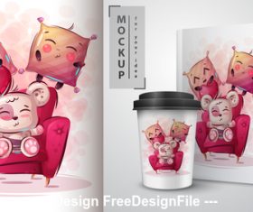 Funny animal cartoon decorative pattern vector