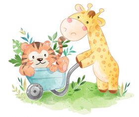 Funny animals drawing cartoon vector