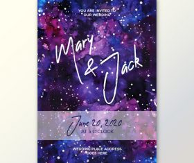 Galaxy background decorative wedding watercolor vector