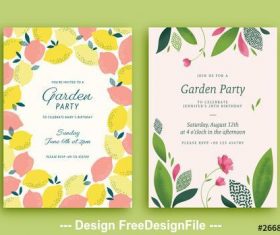 Garden party invitation with lemon and plant vector