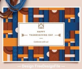 Geometric pattern thanksgiving card vector