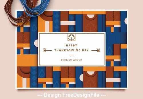 Geometric pattern thanksgiving card vector
