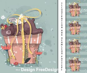 Gift bear cartoon illustration vector