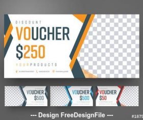 Gift voucher set with colorful ribbons vector