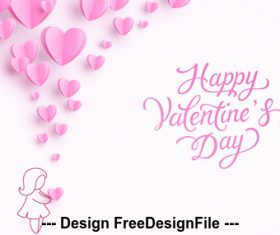 Girl and heart shape valentine card vector