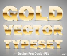 Gold 3D font typeset vector