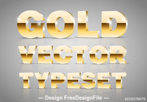 Gold 3D font typeset vector