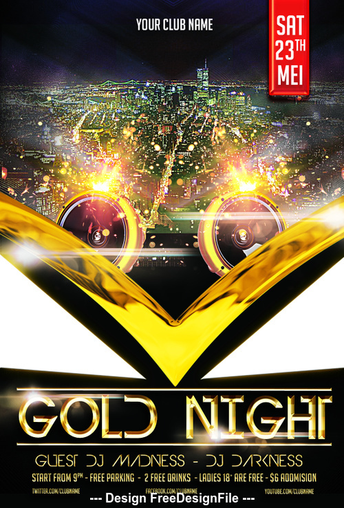 Gold Party Flyer Template Psd Design Free Download