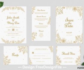 Gold floral wedding invitation vector