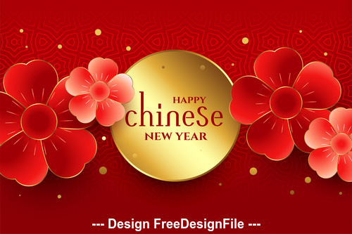 Golden background chinese new year greeting card vector