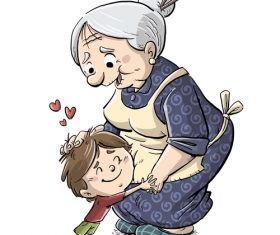 Granny and children illustration vector