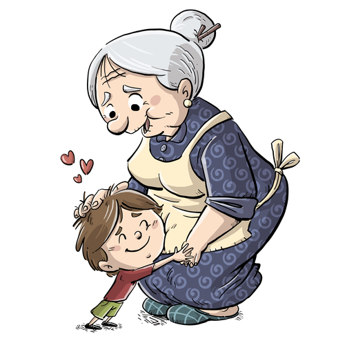 Granny and children illustration vector