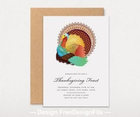 Graphic thanksgiving fest invitation with turkey vector