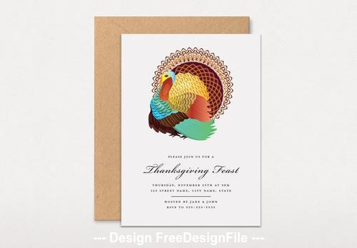 Graphic thanksgiving fest invitation with turkey vector
