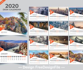 Gray 2020 desk calendar vector template 01