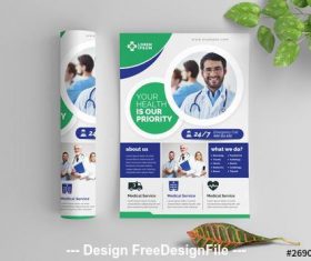 Green and blue medical flyer vector