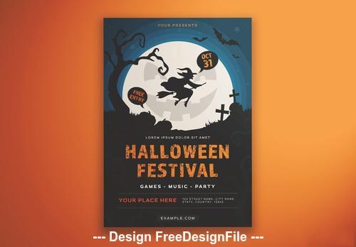 Halloween festival flyer illustrative vector